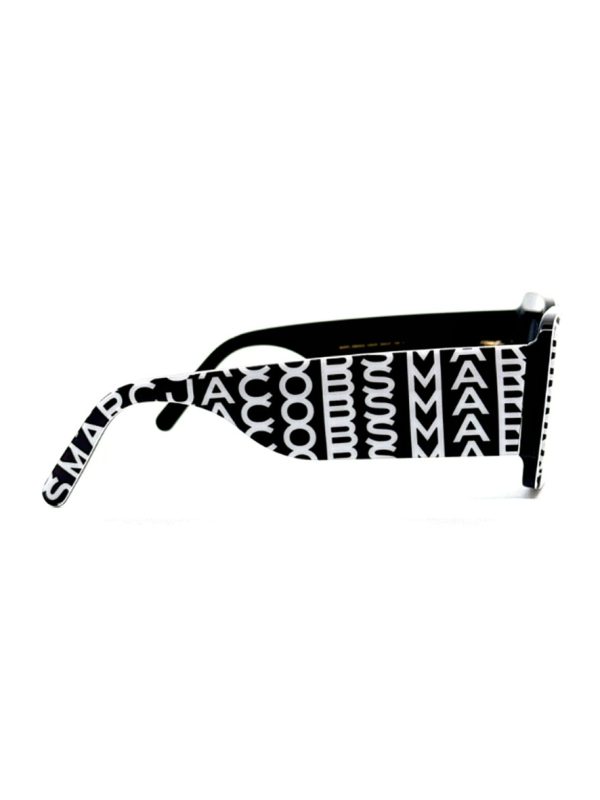 Marc Jacobs Bold Logo Women's Sunglasses Black with White Print Frame Grey Lens