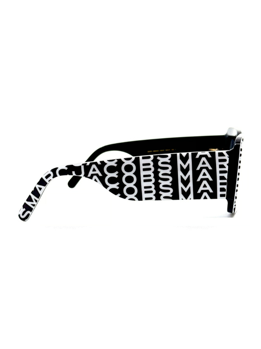 Marc Jacobs Bold Logo Women's Sunglasses Black with White Print Frame Grey Lens