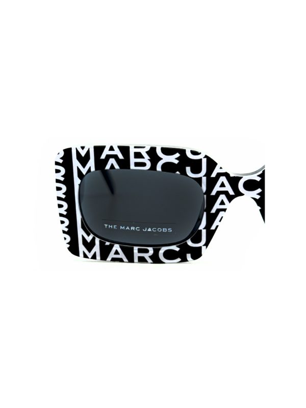 Marc Jacobs Bold Logo Women's Sunglasses Black with White Print Frame Grey Lens