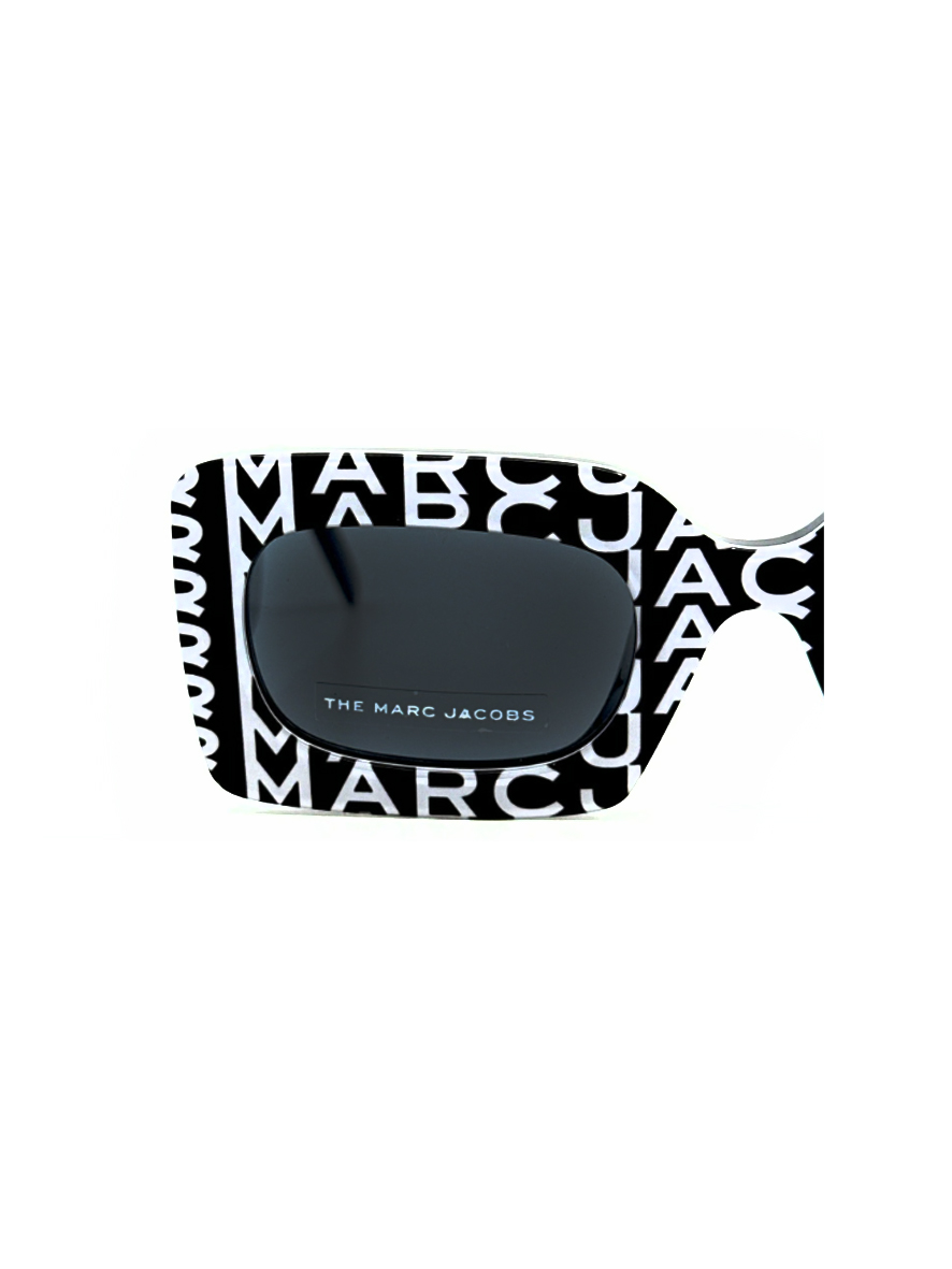 Marc Jacobs Bold Logo Women's Sunglasses Black with White Print Frame Grey Lens