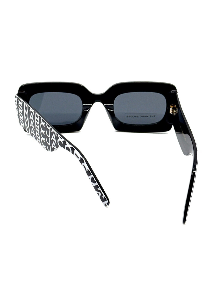Marc Jacobs Bold Logo Women's Sunglasses Black with White Print Frame Grey Lens