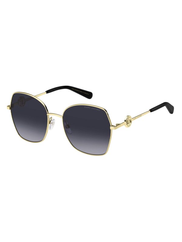 Marc Jacobs Women's Geometric Sunglasses Gold Frame Dark Grey Gradient Lens