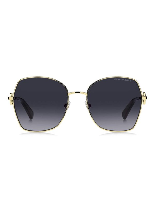 Marc Jacobs Women's Geometric Sunglasses Gold Frame Dark Grey Gradient Lens