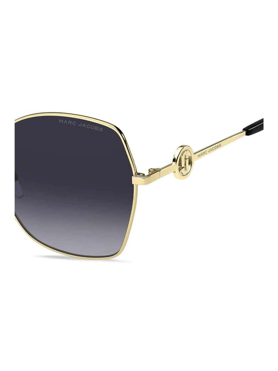 Marc Jacobs Women's Geometric Sunglasses Gold Frame Dark Grey Gradient Lens