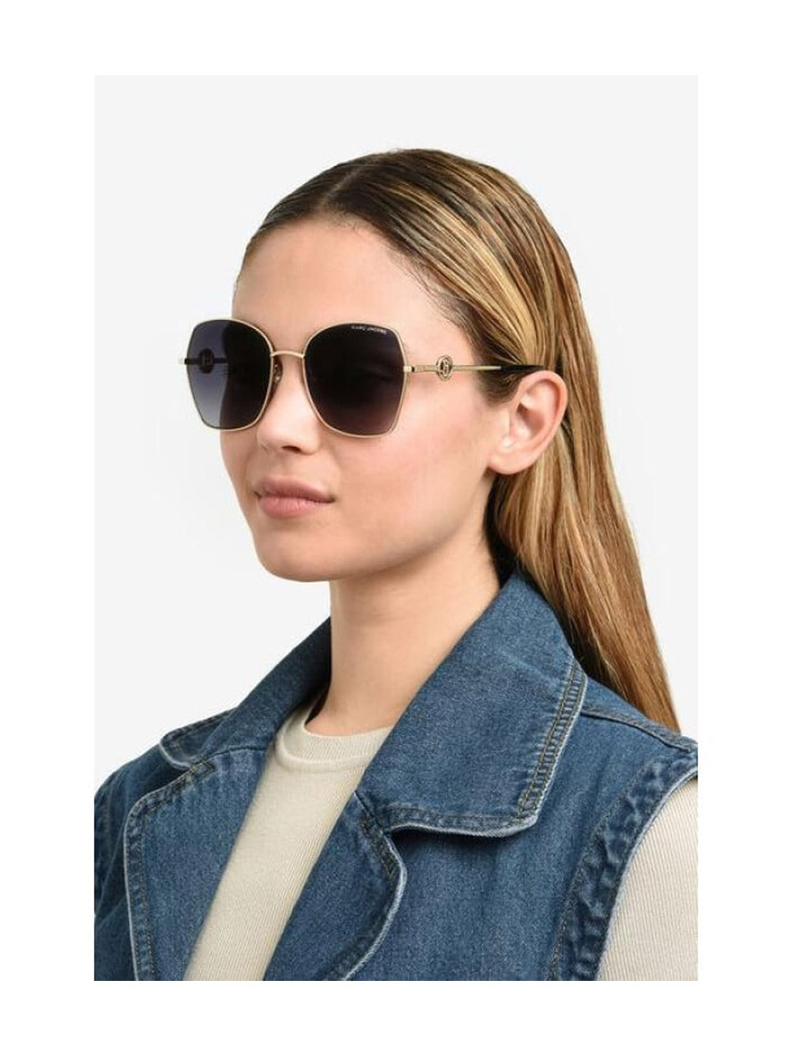 Marc Jacobs Women's Geometric Sunglasses Gold Frame Dark Grey Gradient Lens