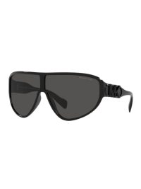 Michael Kors Empire Shield Sunglasses Black Frame Dark Grey Solid Lens