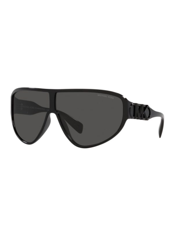 Michael Kors Empire Shield Sunglasses Black Frame Dark Grey Solid Lens