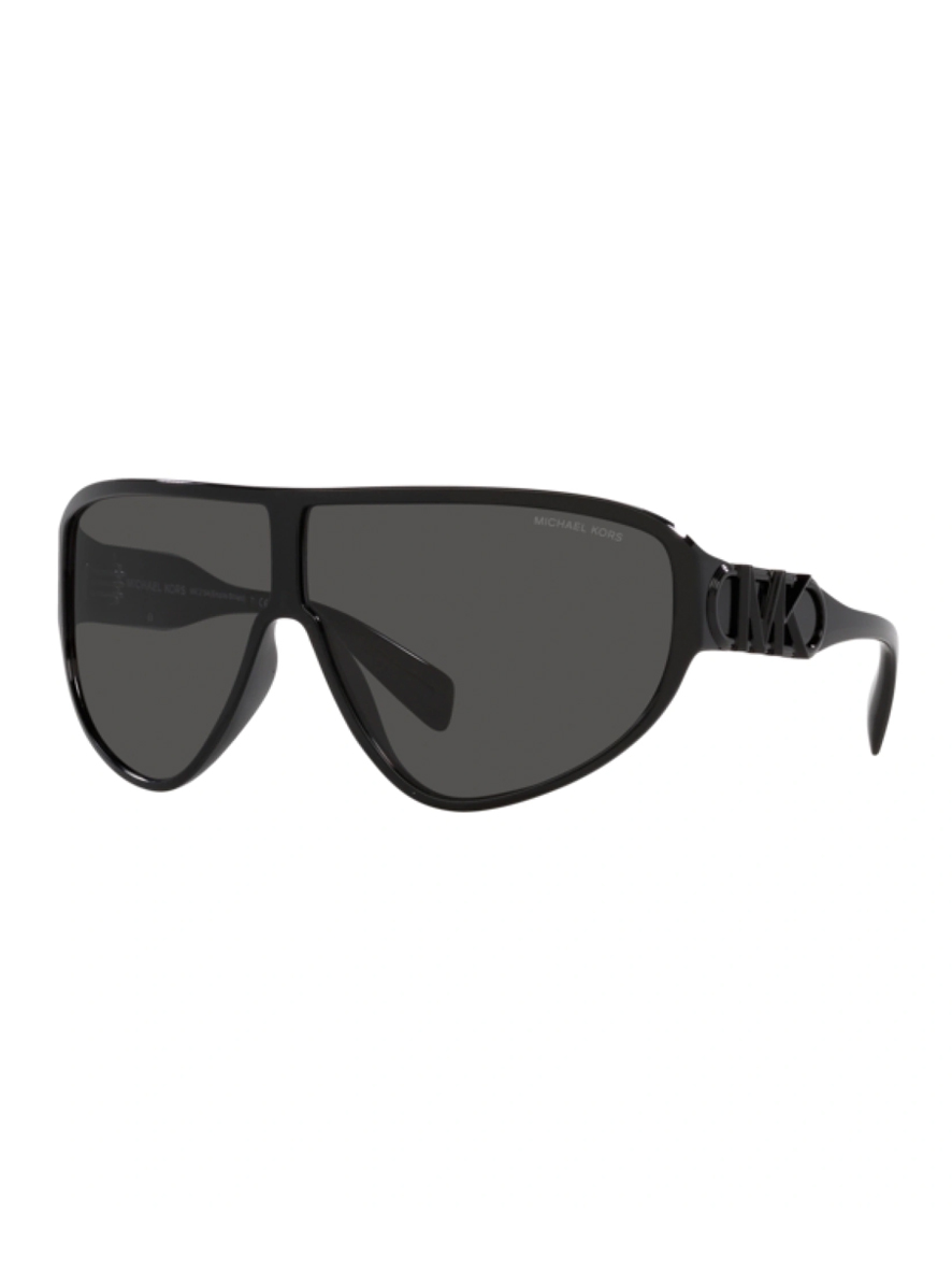 Michael Kors Empire Shield Sunglasses Black Frame Dark Grey Solid Lens