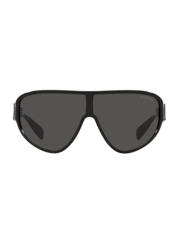 Michael Kors Empire Shield Sunglasses Black Frame Dark Grey Solid Lens