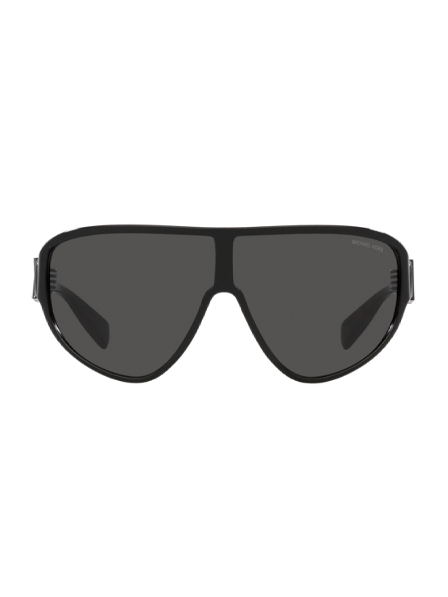 Michael Kors Empire Shield Sunglasses Black Frame Dark Grey Solid Lens