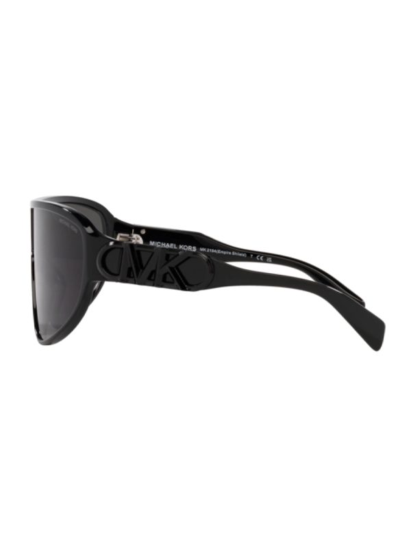 Michael Kors Empire Shield Sunglasses Black Frame Dark Grey Solid Lens