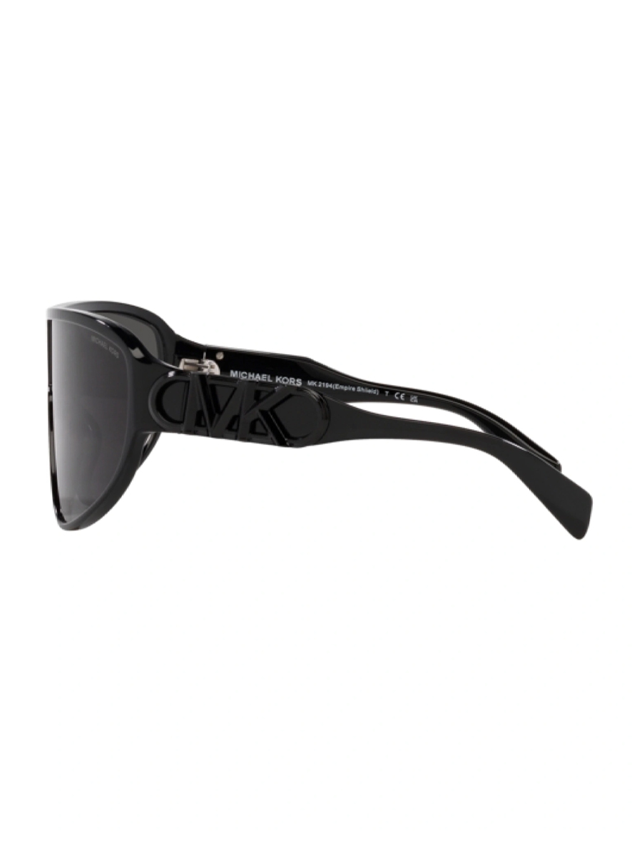 Michael Kors Empire Shield Sunglasses Black Frame Dark Grey Solid Lens