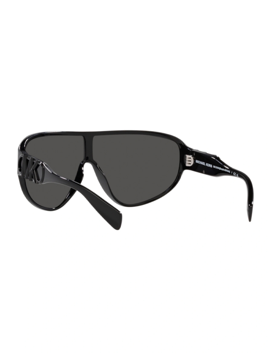 Michael Kors Empire Shield Sunglasses Black Frame Dark Grey Solid Lens
