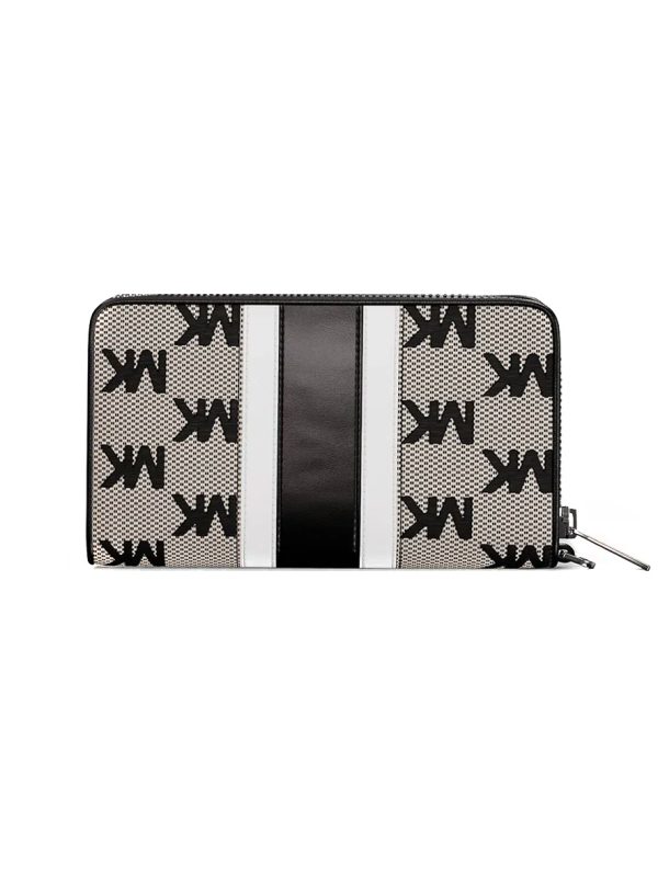 Michael Kors Jet Set Travel Large Striped Logo Jacquard Smartphone Wristlet Black