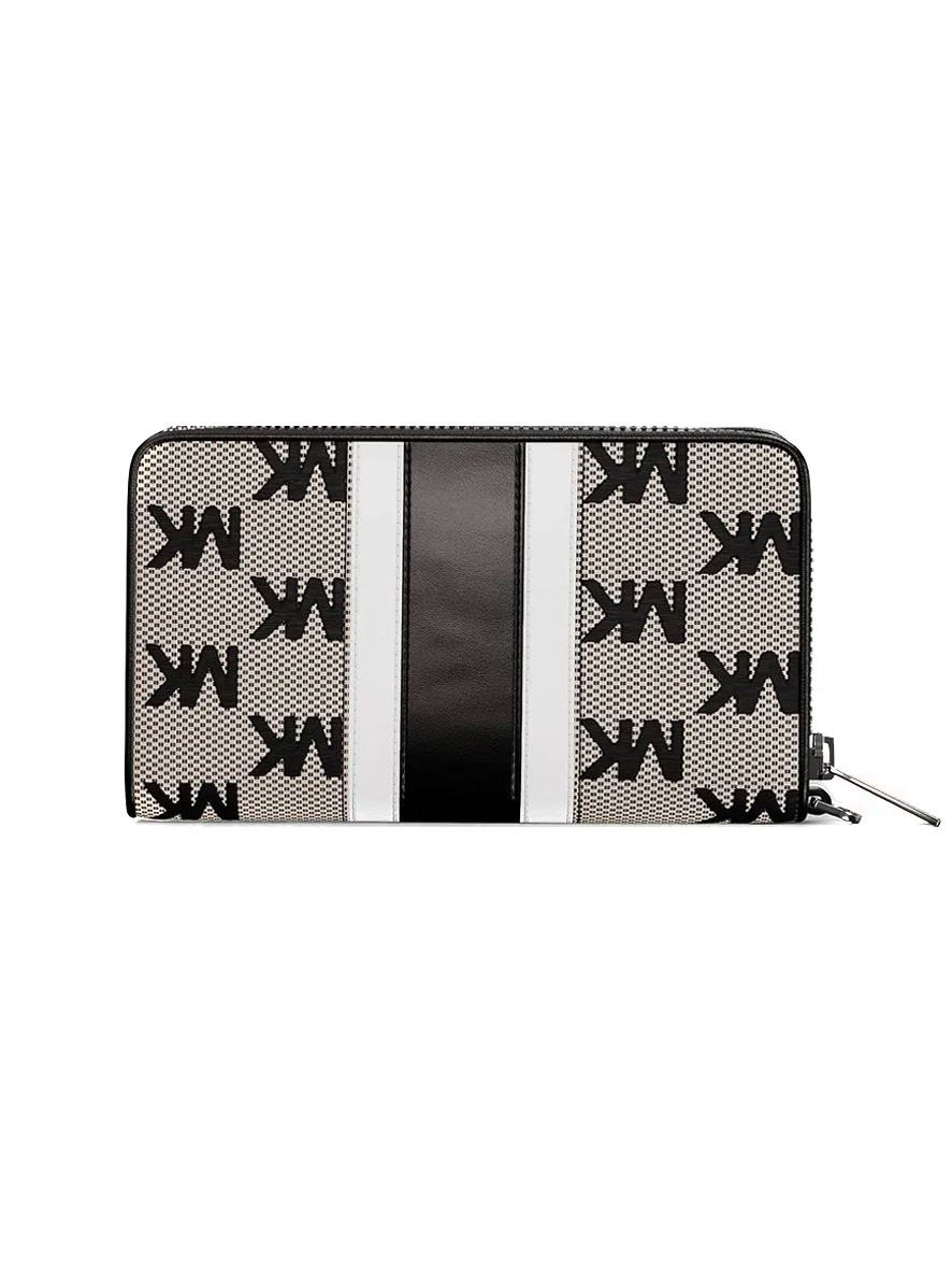Michael Kors Jet Set Travel Large Striped Logo Jacquard Smartphone Wristlet Black