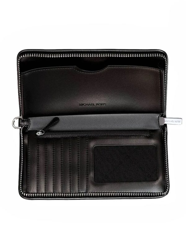 Michael Kors Jet Set Travel Large Striped Logo Jacquard Smartphone Wristlet Black