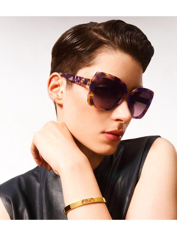 Michael Kors Nice Sunglasses Plum Graphic Tortoise Cordovan Gradient Lens
