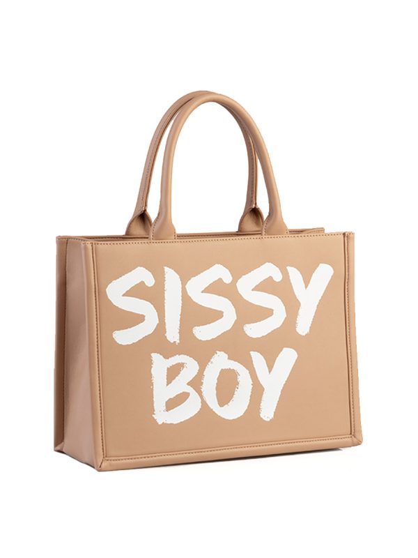 Sissy Boy Shopper with Bold Logo Print Taupe