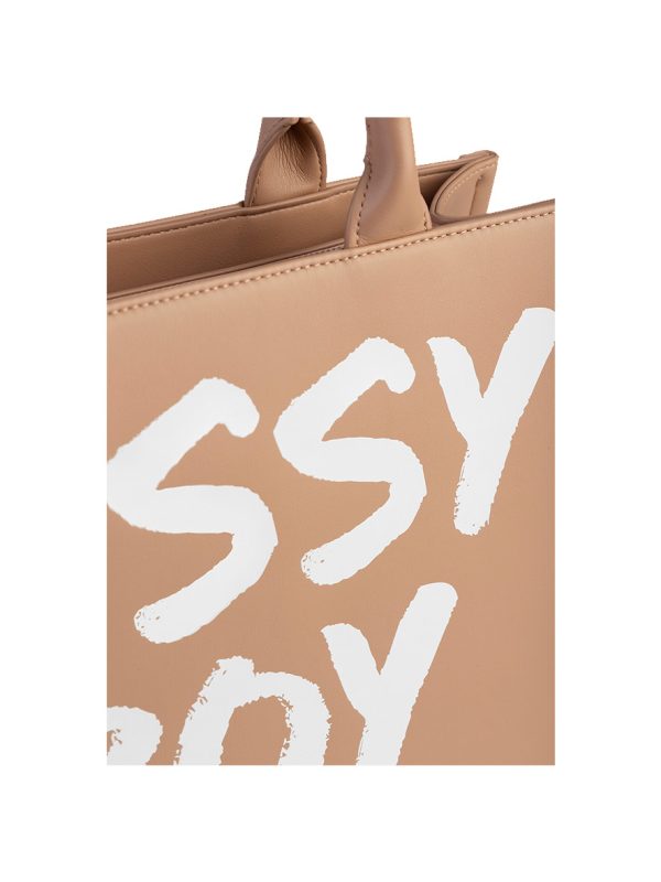 Sissy Boy Shopper with Bold Logo Print Taupe