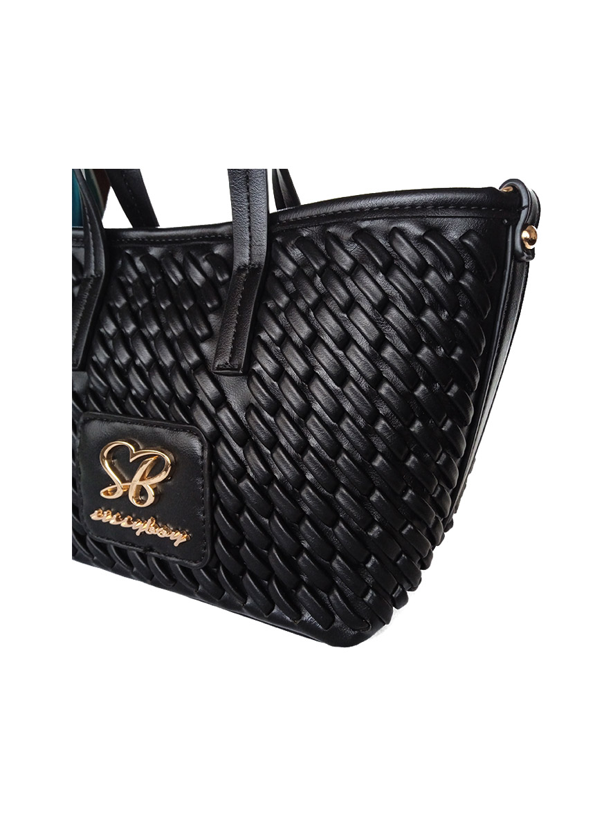 Sissy Boy Textured Mini Bag With Gold Trims Black