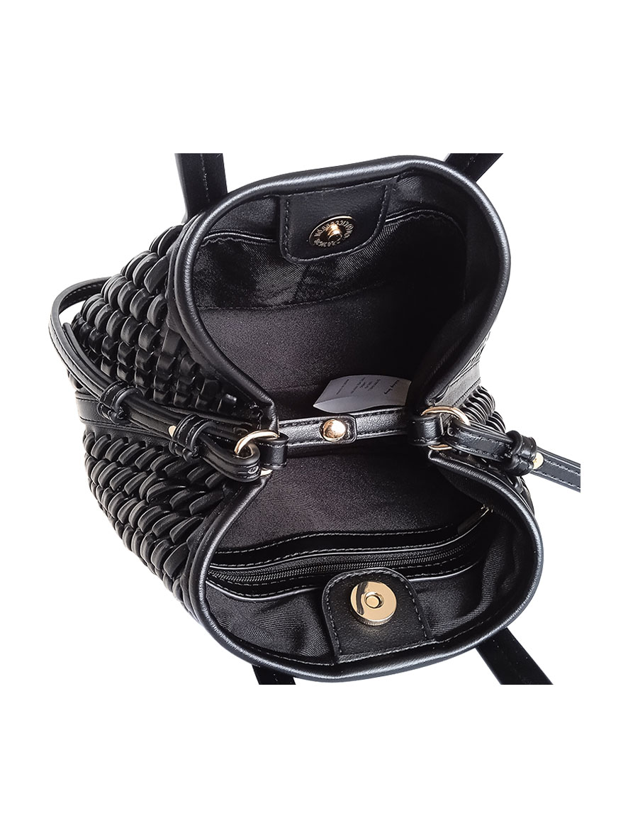 Sissy Boy Textured Mini Bag With Gold Trims Black