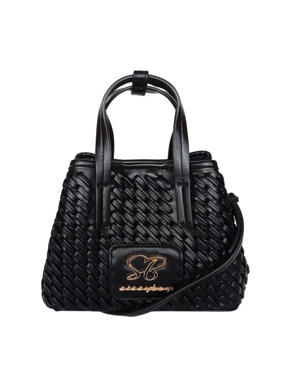 Sissy Boy Textured Mini Bag With Gold Trims Black