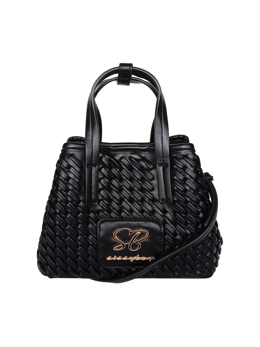 Sissy Boy Textured Mini Bag With Gold Trims Black
