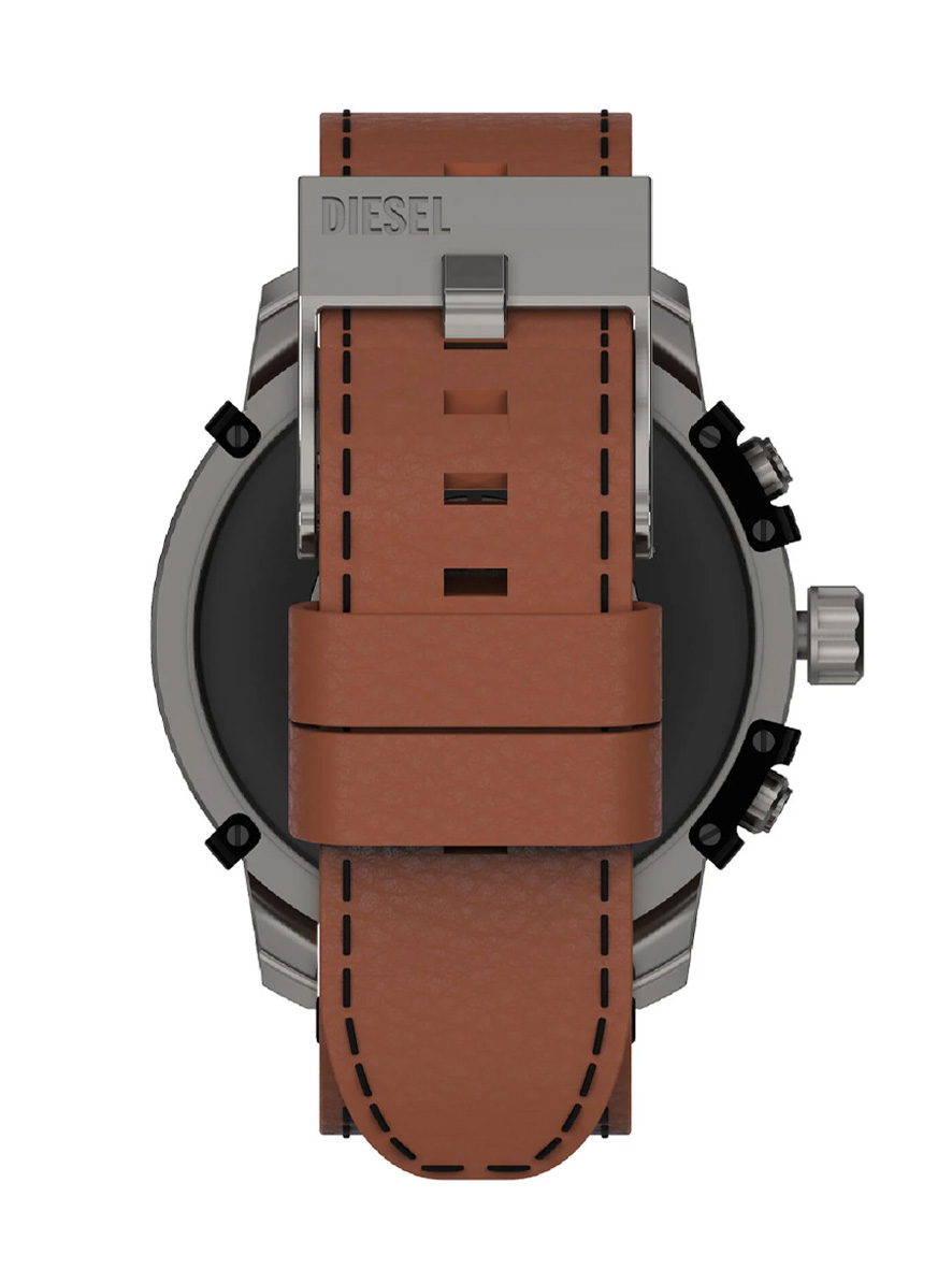 Diesel Men's Griffed Leather Strap Smartwatch Touch Screen Brown