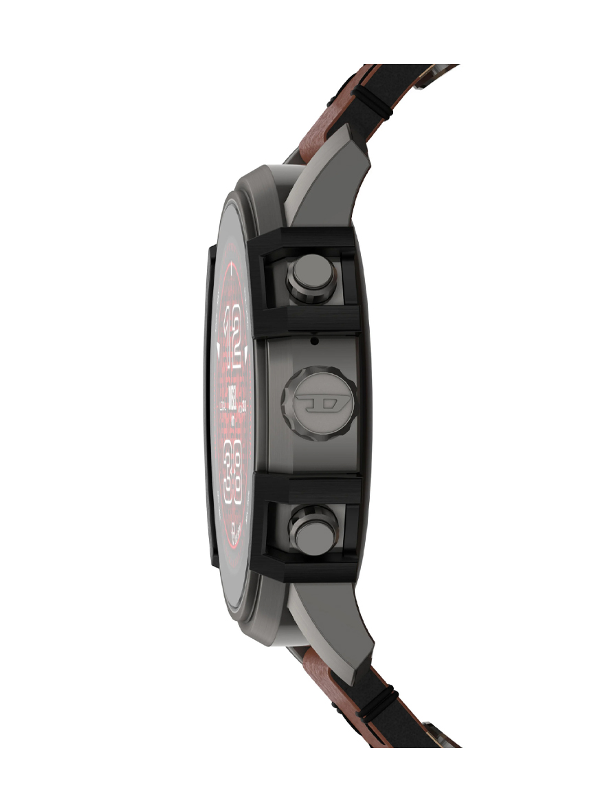 Diesel Men's Griffed Leather Strap Smartwatch Touch Screen Brown