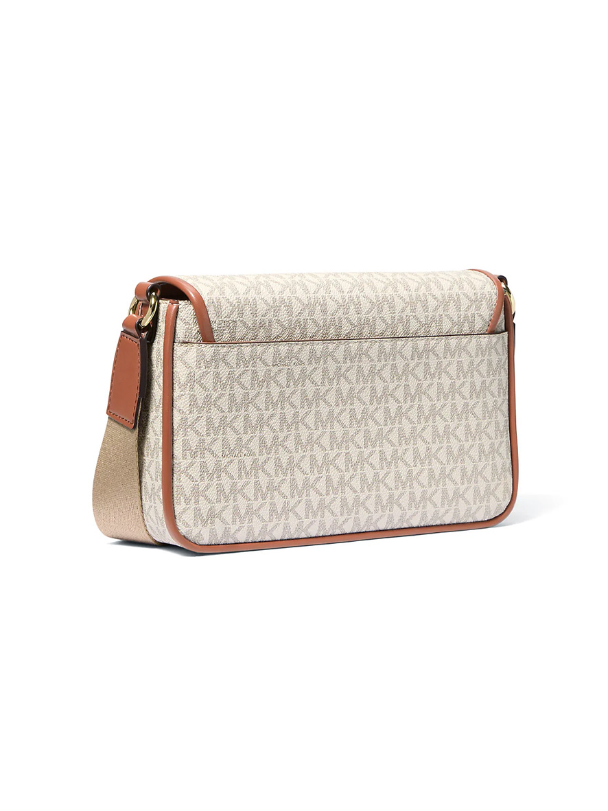Michael Kors Bradshaw Medium Signature Logo Messenger Bag Vanilla