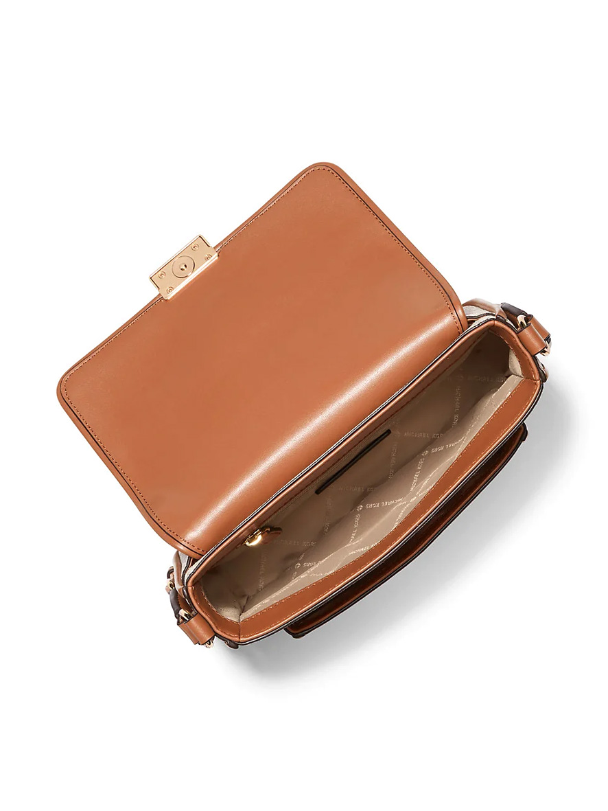 Michael Kors Bradshaw Medium Signature Logo Messenger Bag Vanilla