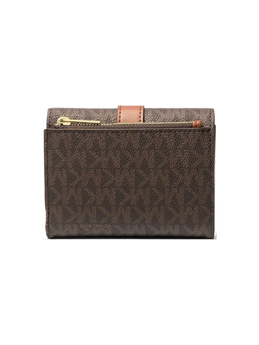 Michael Kors Greenwich Medium Signature Logo Trifold Wallet Brown