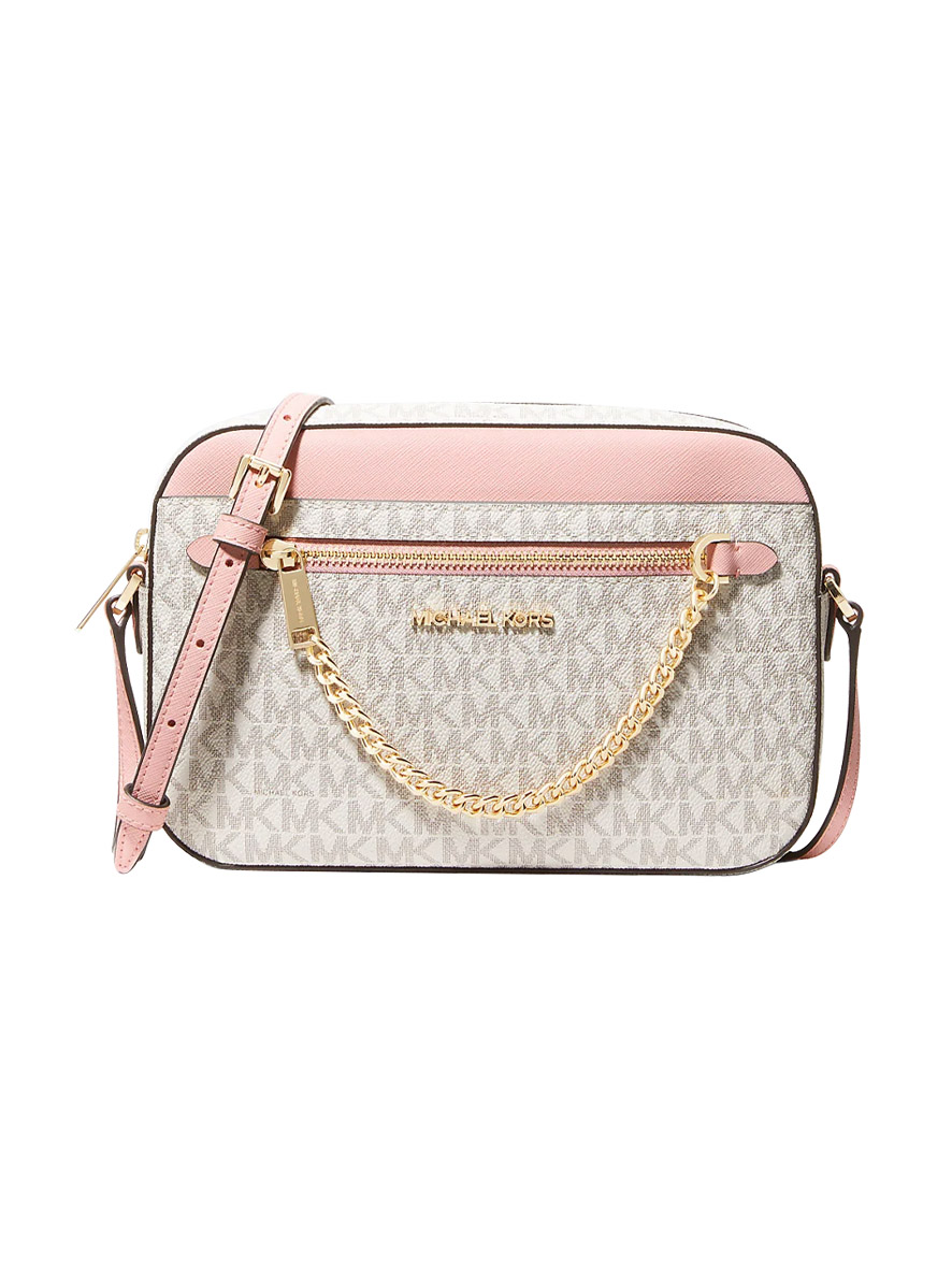 Michael Kors Jet Set Large Logo Crossbody Bag Powder Blush Multi