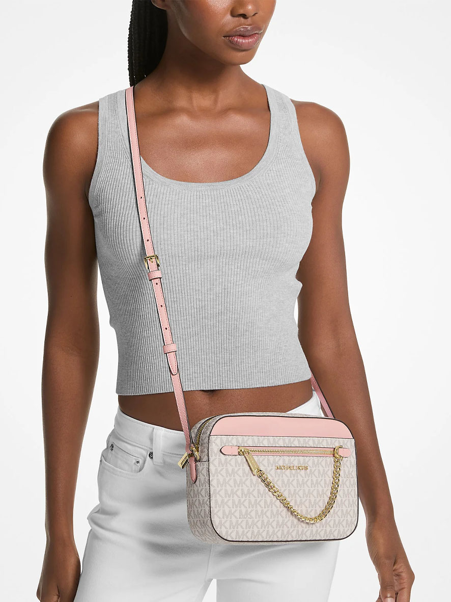 Michael Kors Jet Set Large Logo Crossbody Bag Powder Blush Multi