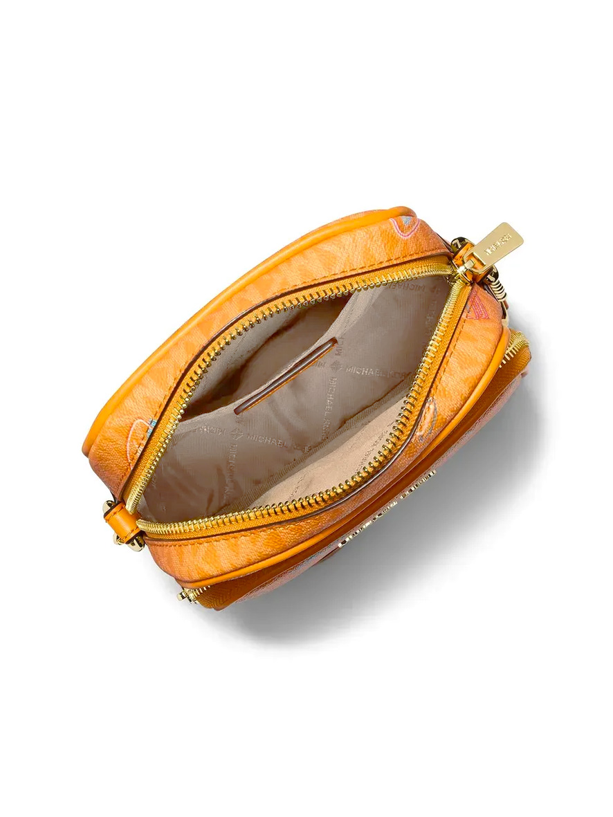 Michael Kors Jet Set Medium Embellished Signature Logo Crossbody Bag Pop Orange