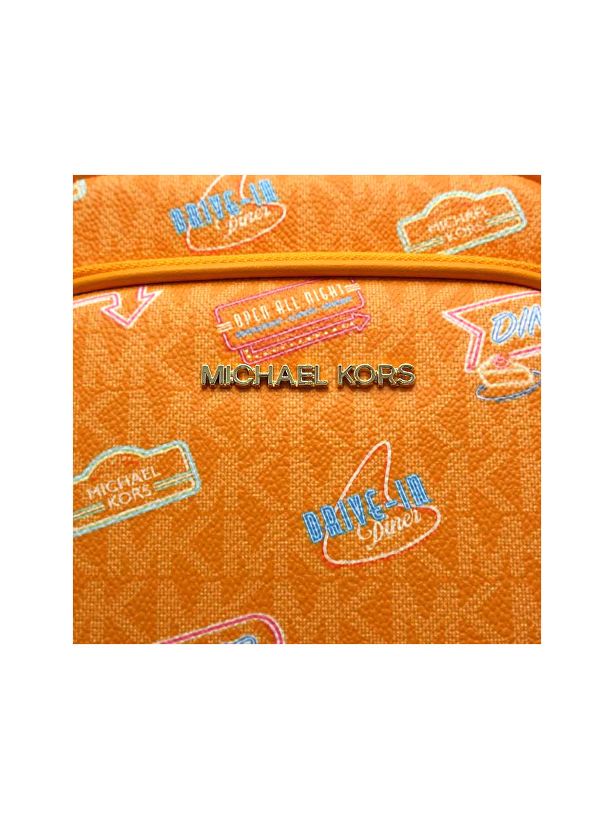 Michael Kors Jet Set Medium Embellished Signature Logo Crossbody Bag Pop Orange