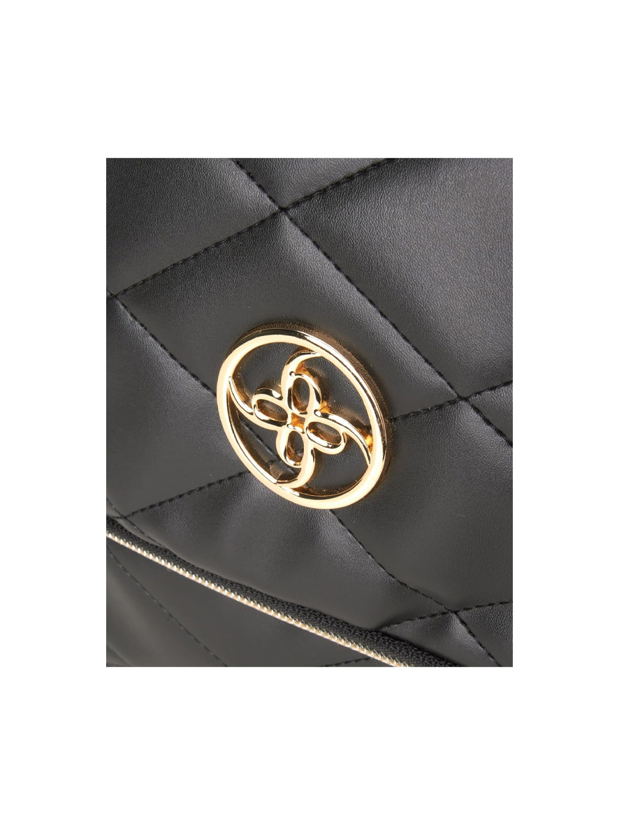 Nine West Cosmetics Organizer Travel Bag with Hanging Hook Black Quilt Gold Trim