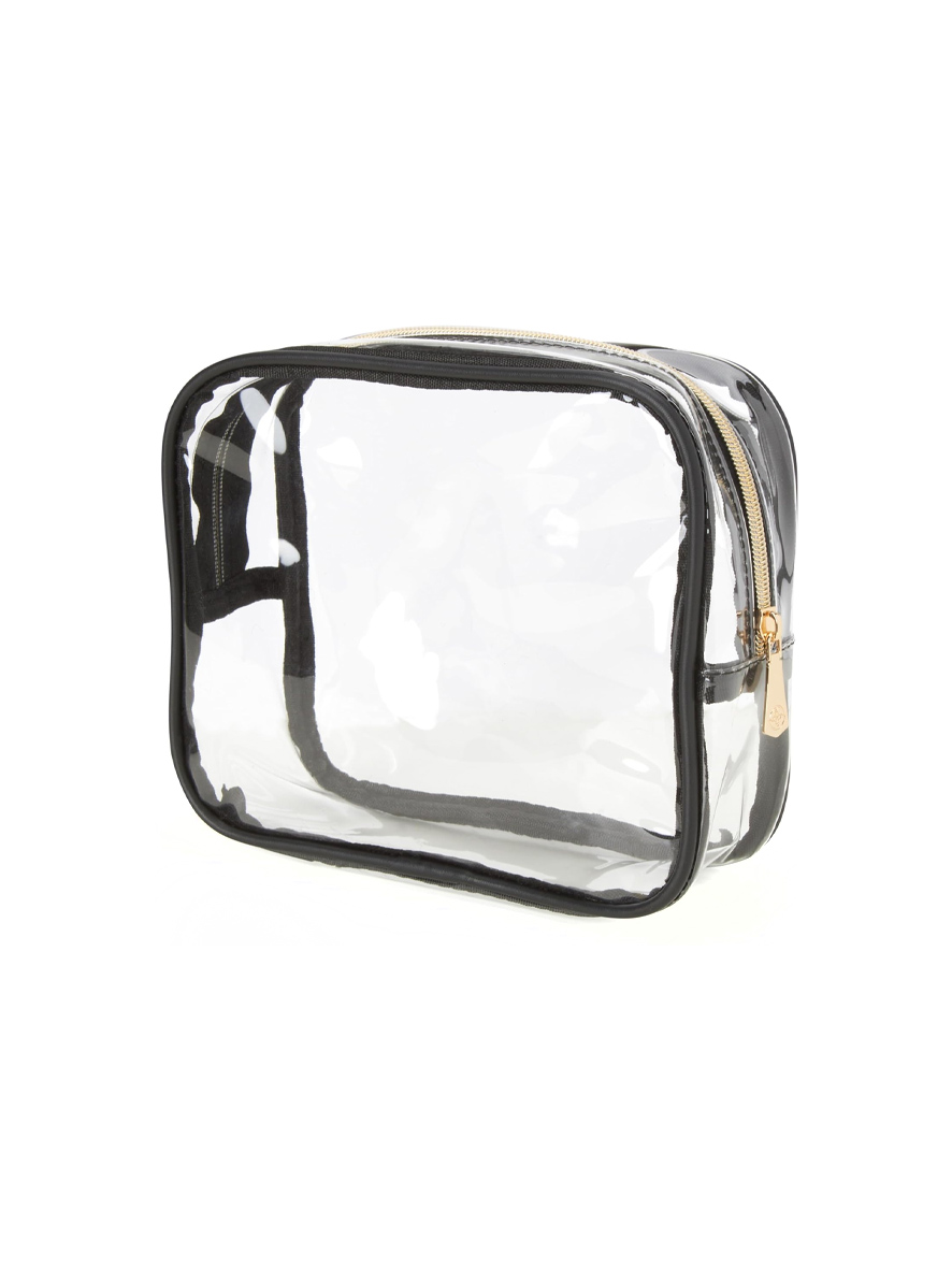 Nine West Cosmetics Organizer Travel Bag with Hanging Hook Black Quilt Gold Trim