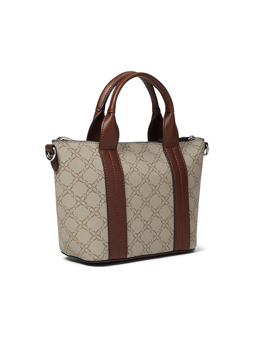 Nine West Kyndall Mini Tote Bag Mushroom Logo Mahogany