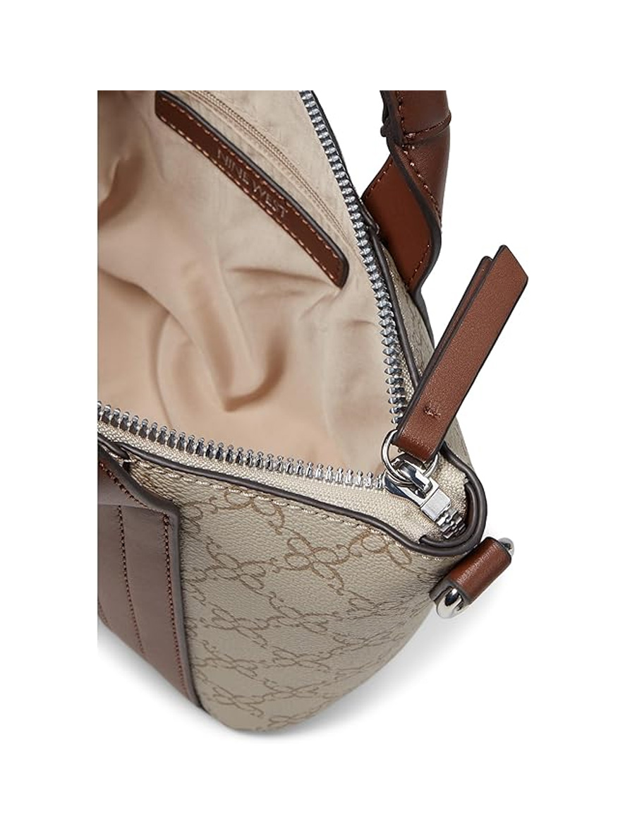 Nine West Kyndall Mini Tote Bag Mushroom Logo Mahogany