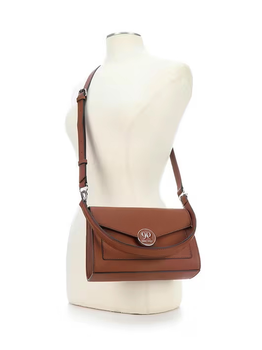 Nine West Natala Top Handle Flap Over Bag Saddle Tan