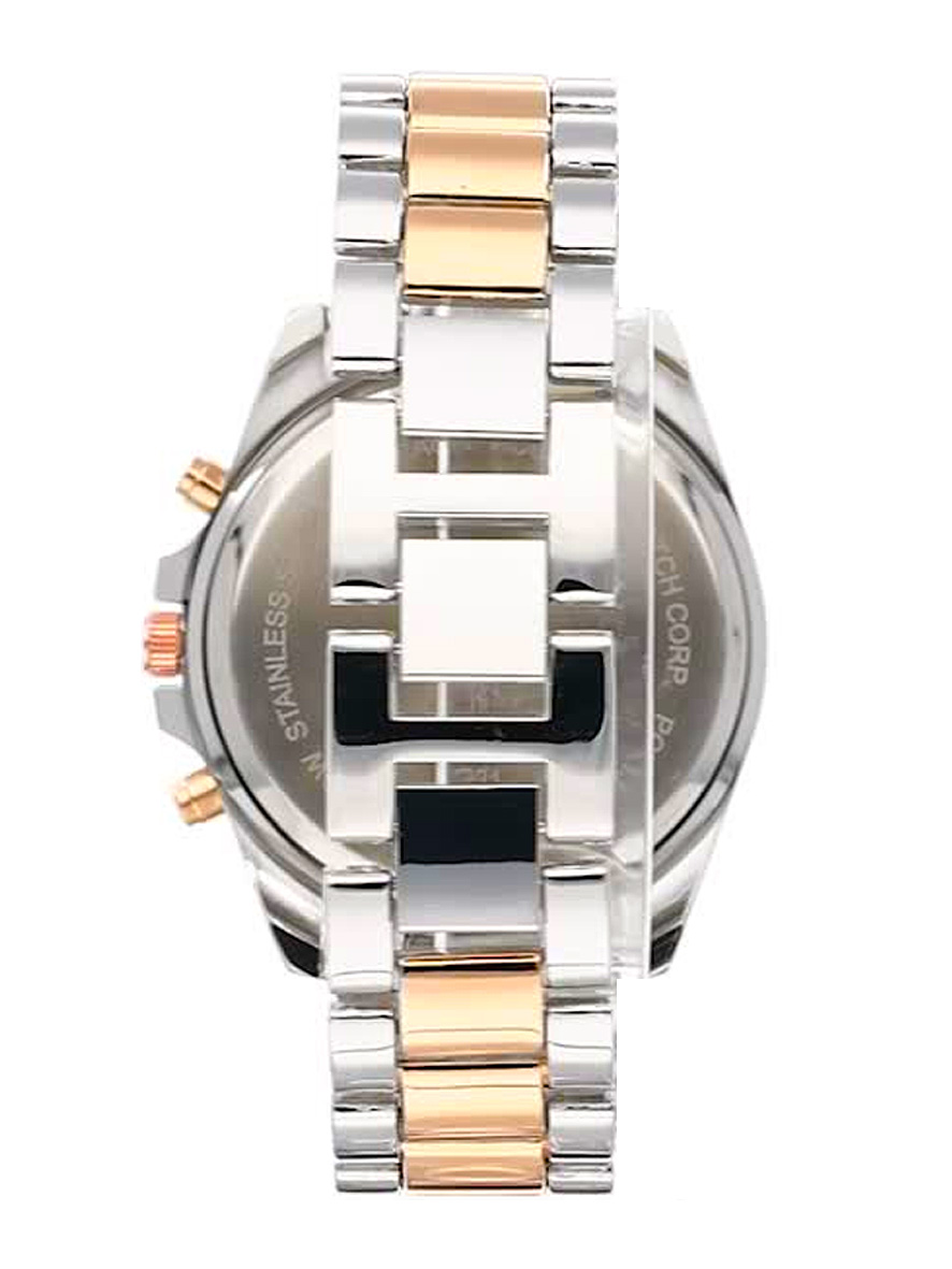 U.S. Polo Assn. Unisex Two-toned Silver and Rose Gold Chronograph Style Bracelet Watch with Roman Numerals