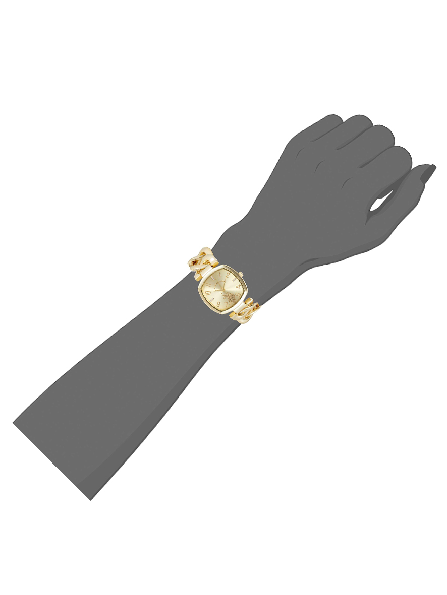 U.S. Polo Assn. Women's Gold Tone Chain Link Bracelet Watch with Rhinestones