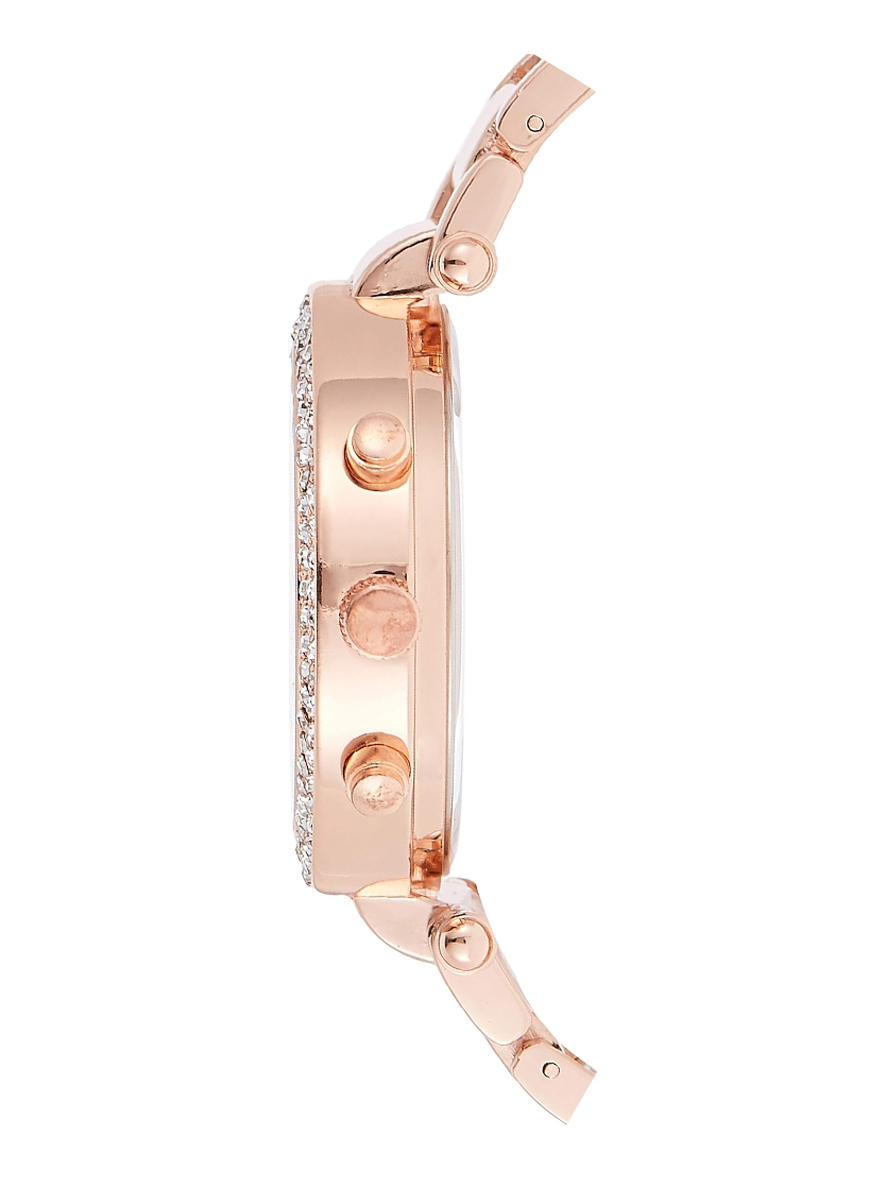U.S. Polo Assn. Women's Quartz Rose Gold Bracelet Dress Watch with Faced Bezel