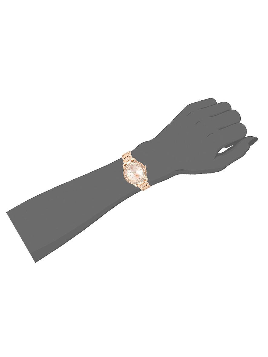 U.S. Polo Assn. Women's Rose Gold Bracelet Watch with Crystal Bezel