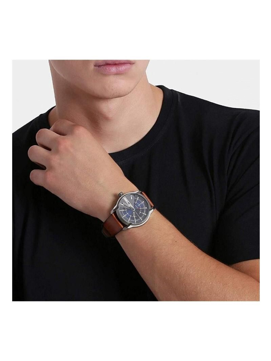 Diesel Men's Armbar Three Hand Date Gunmetal Tone Stainless Steel Watch with Blue Dial