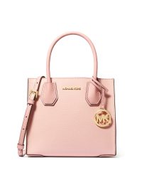 Michael Kors Mercer Medium Two Tone Pebbled Leather Crossbody Bag Powder Blush Multi