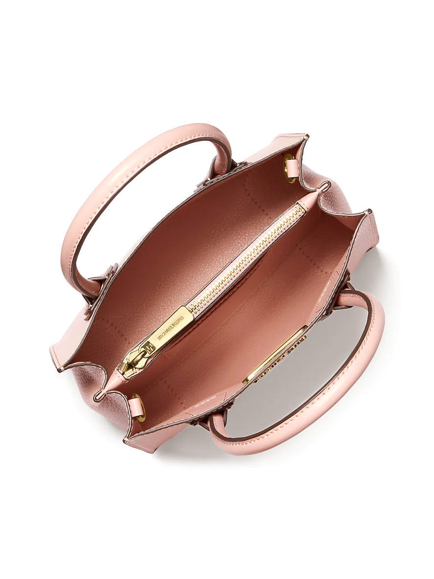 Michael Kors Mercer Medium Two Tone Pebbled Leather Crossbody Bag Powder Blush Multi