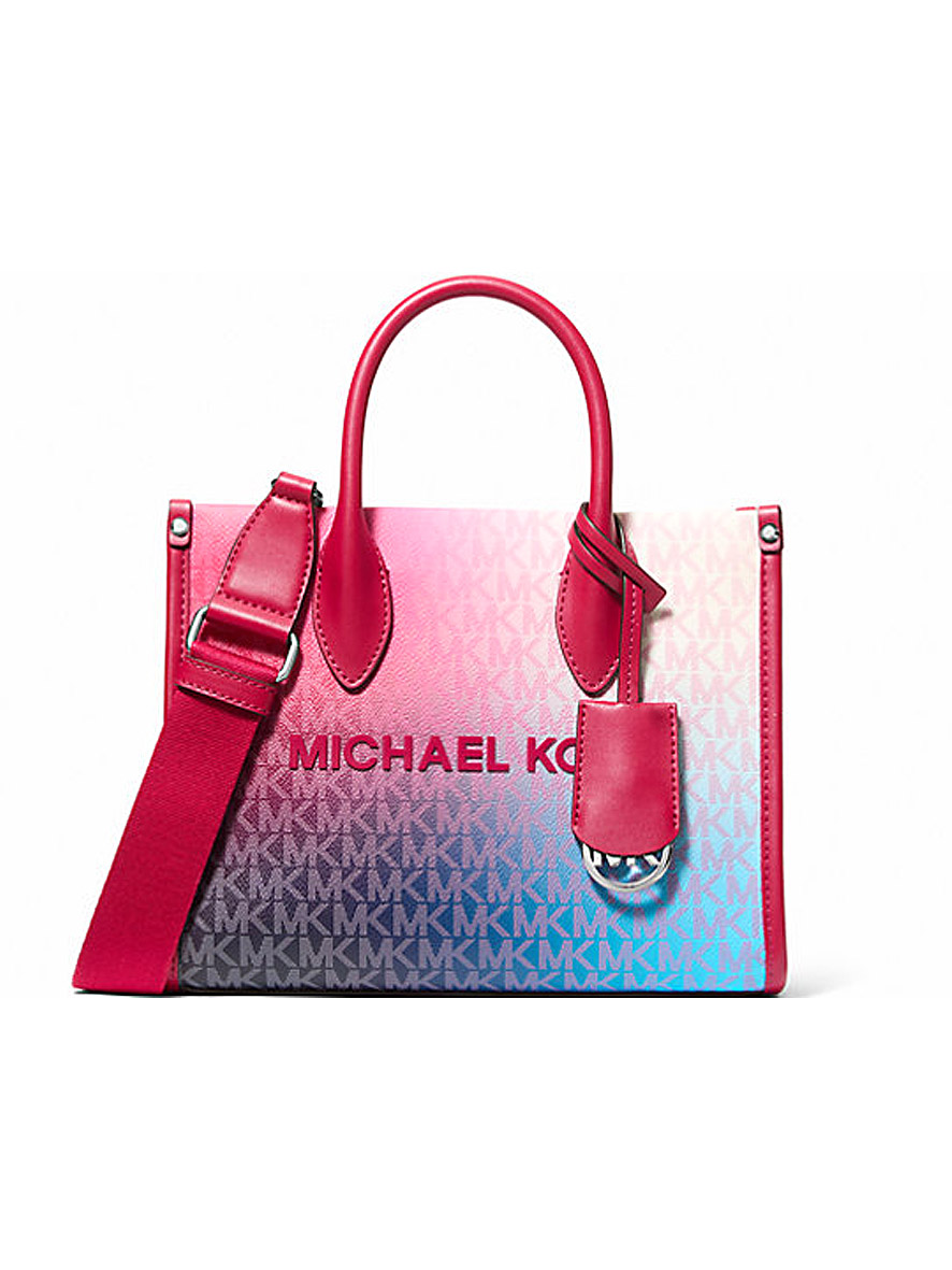Michael Kors Mirella Small Ombré Signature Logo Crossbody Bag Dark Raspberry Multi