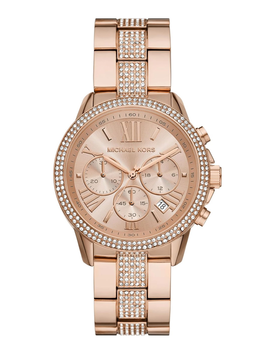 Michael Kors Oversized Brynn Pavé Rose Gold-Tone Watch